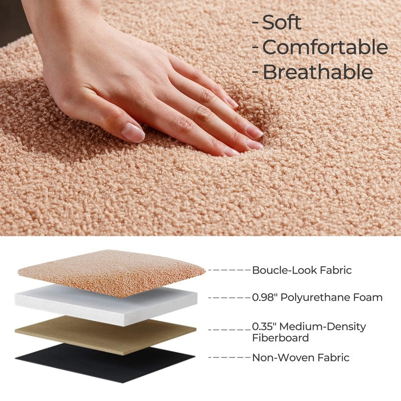 39.5 Off White Boucle Storage Ottoman Bench Sherpa Storage Bench Ottoman Foot Rest End of Bed for Living Room Bedroom,Wood Leg