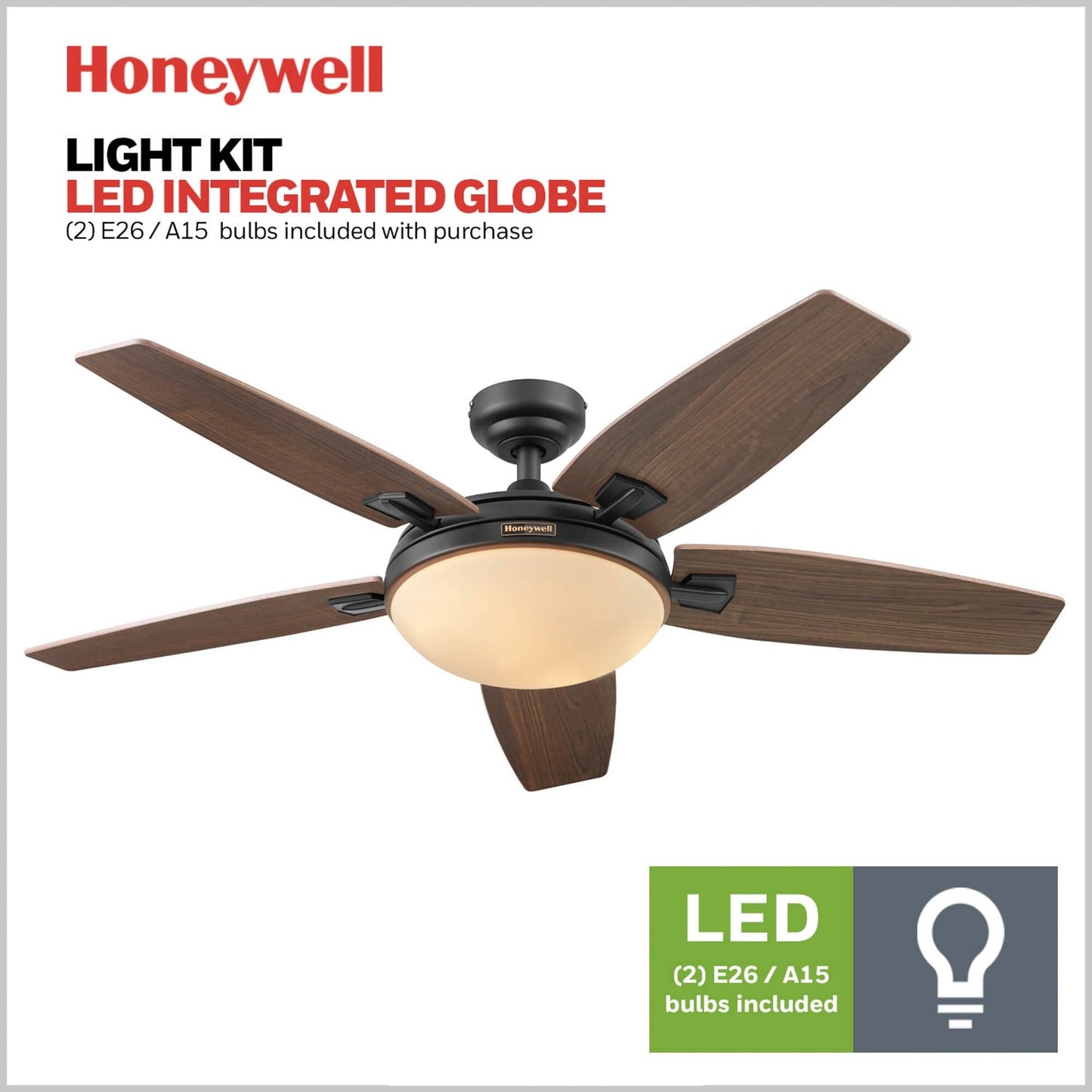48 Honeywell Carmel Ceiling Fan with Integrated Light and Remote