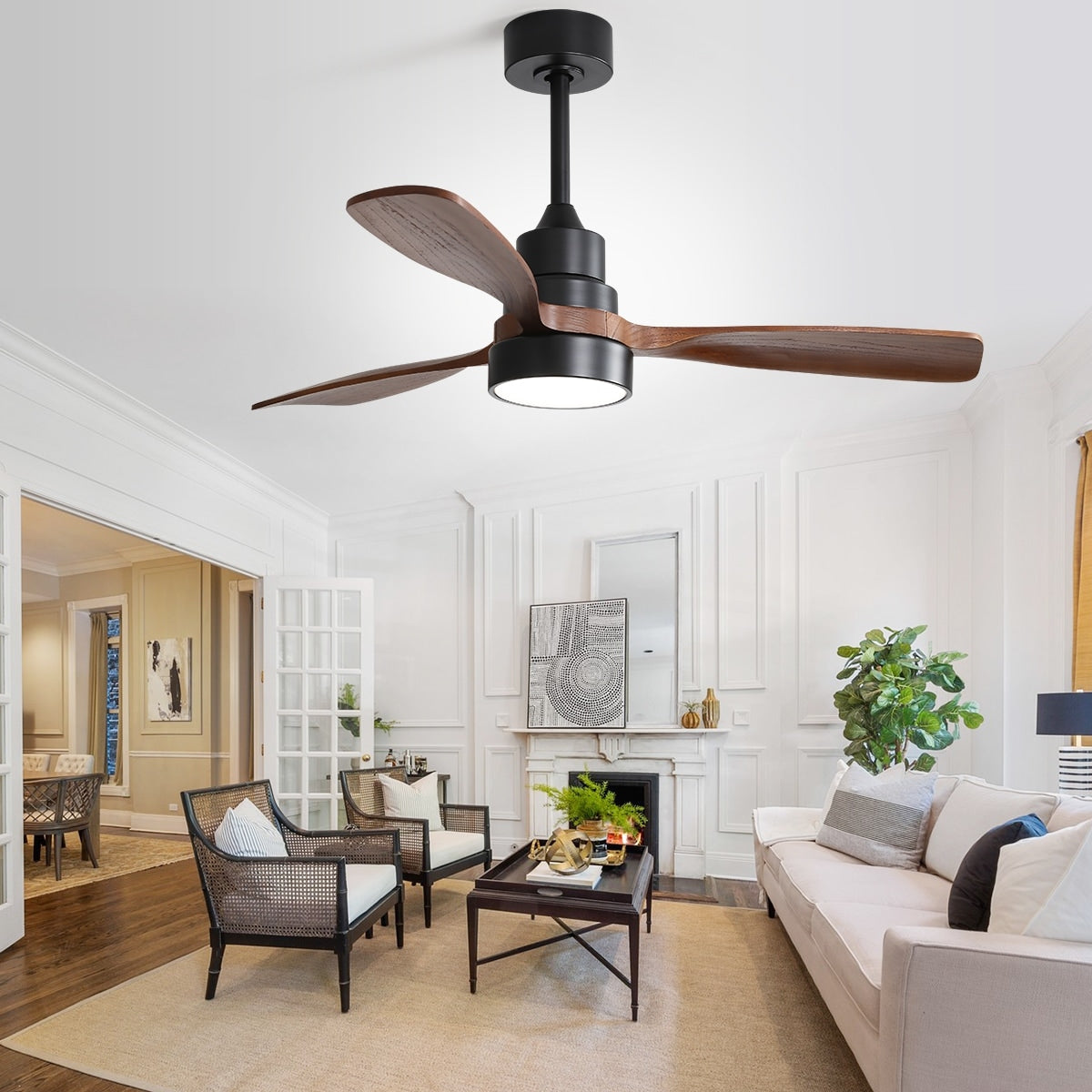 48 and 52 Integrated LED Ceiling Fan with Light and Remote, Reversible DC Motor