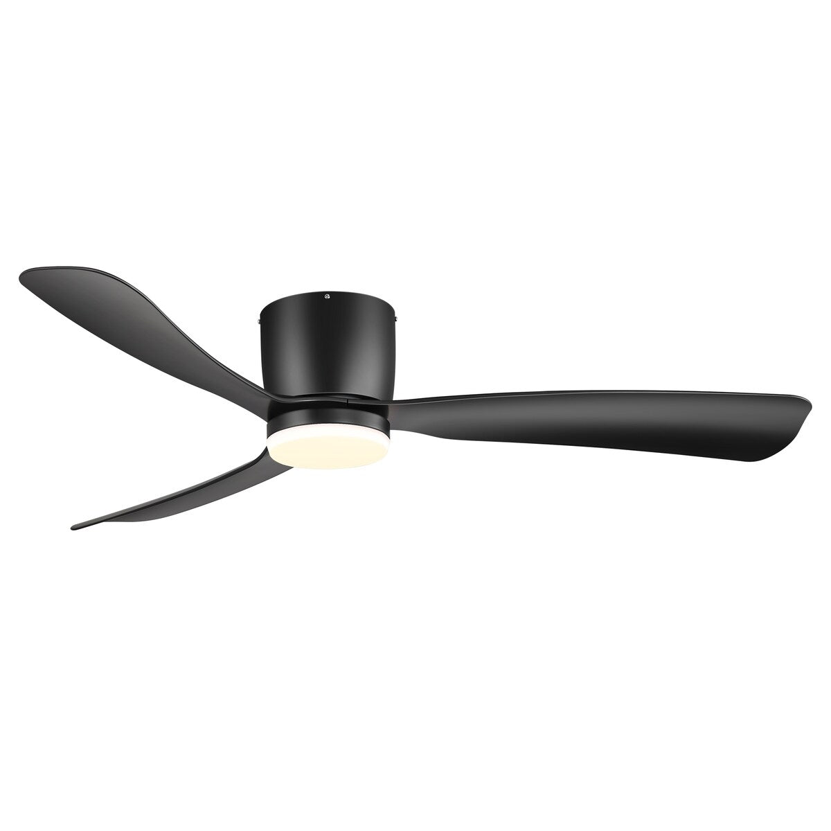 52 Inch Black/White Flush Mount LED Ceiling Fan with Lights Remote(3-Blade)