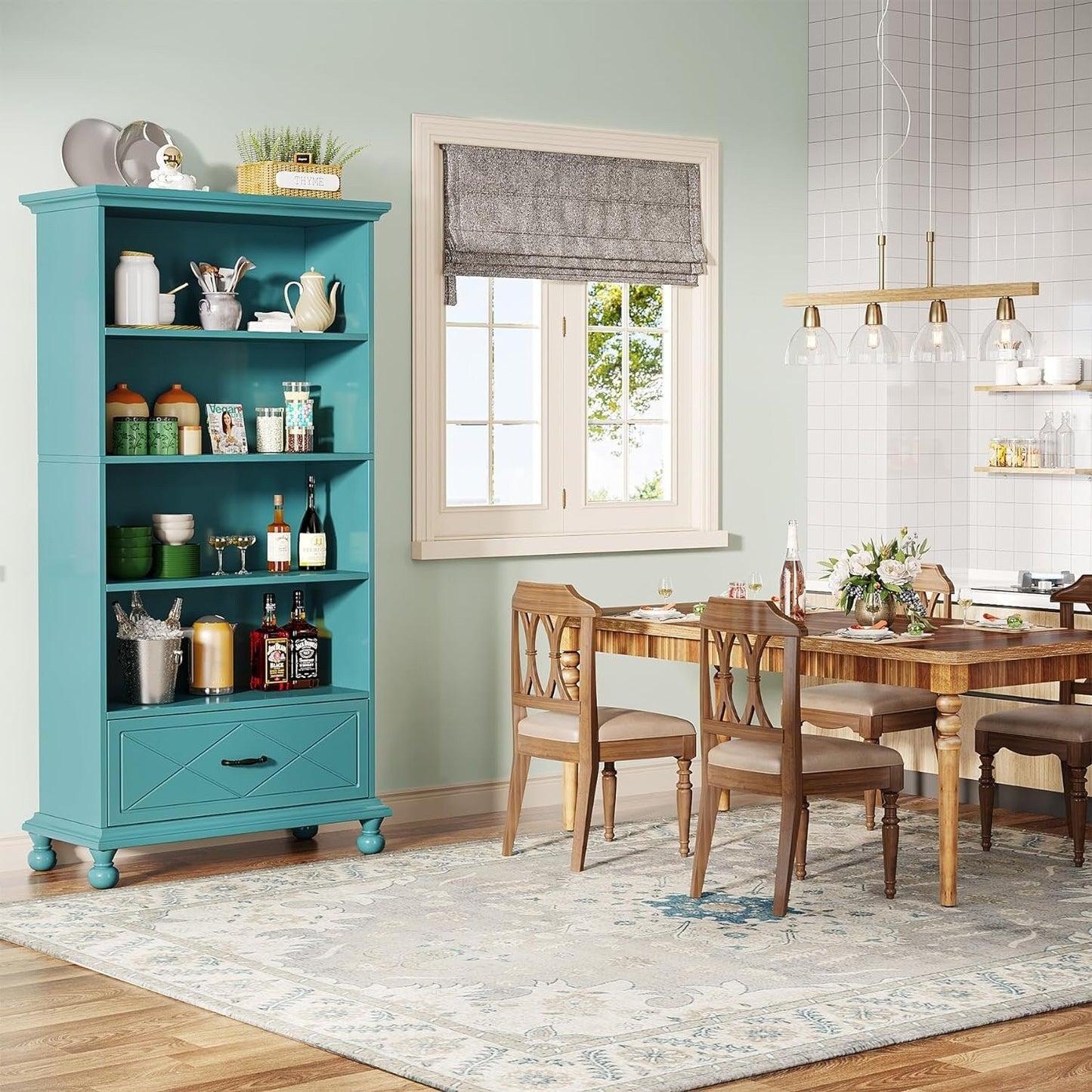 6-Shelf Bookcase Bookshelf with Drawer 71 Book Shelf for Living Room