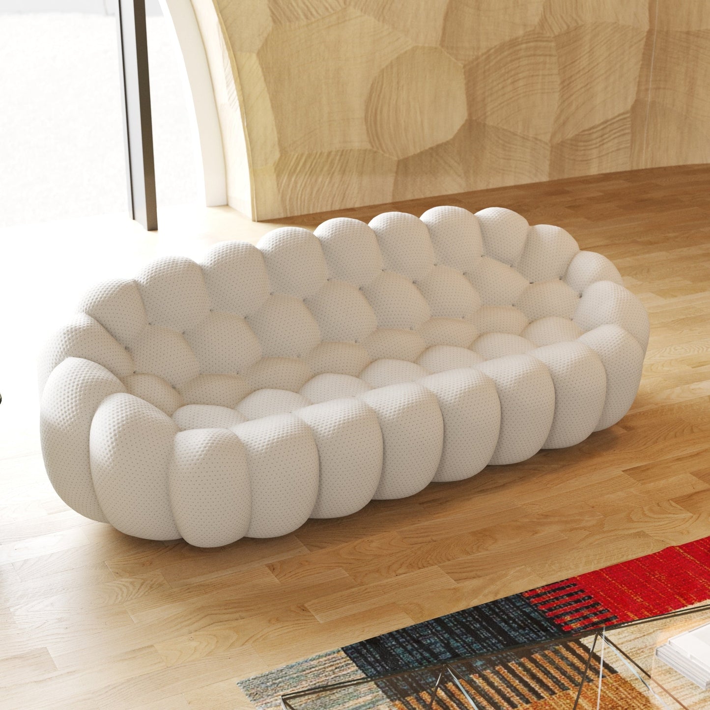 98.43'' Modern Bubble Sofa 3D Honeycomb Shape Lazy Sofa Couch