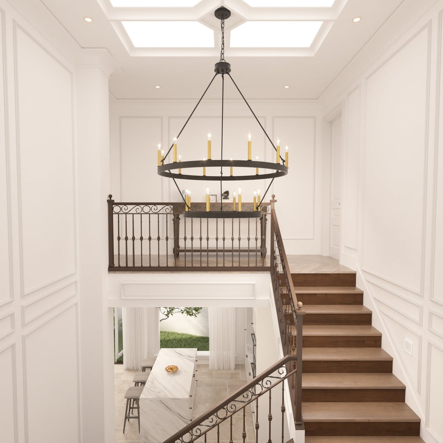 Acroma 20-light Modern Farmhouse 40In Round Wagon Wheel Chandelier with UL