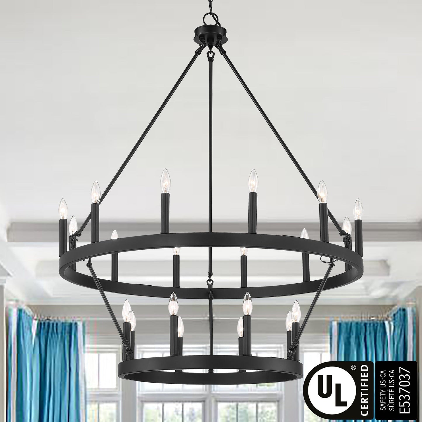 Acroma 20-light Modern Farmhouse 40In Round Wagon Wheel Chandelier with UL