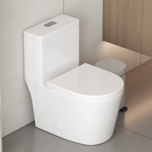 CB HOME 24'' Small Compact One Piece Toilet, Dual Flush Modern Siphon Short Toilet with Soft Closing Seat,16.5''Comfort Height