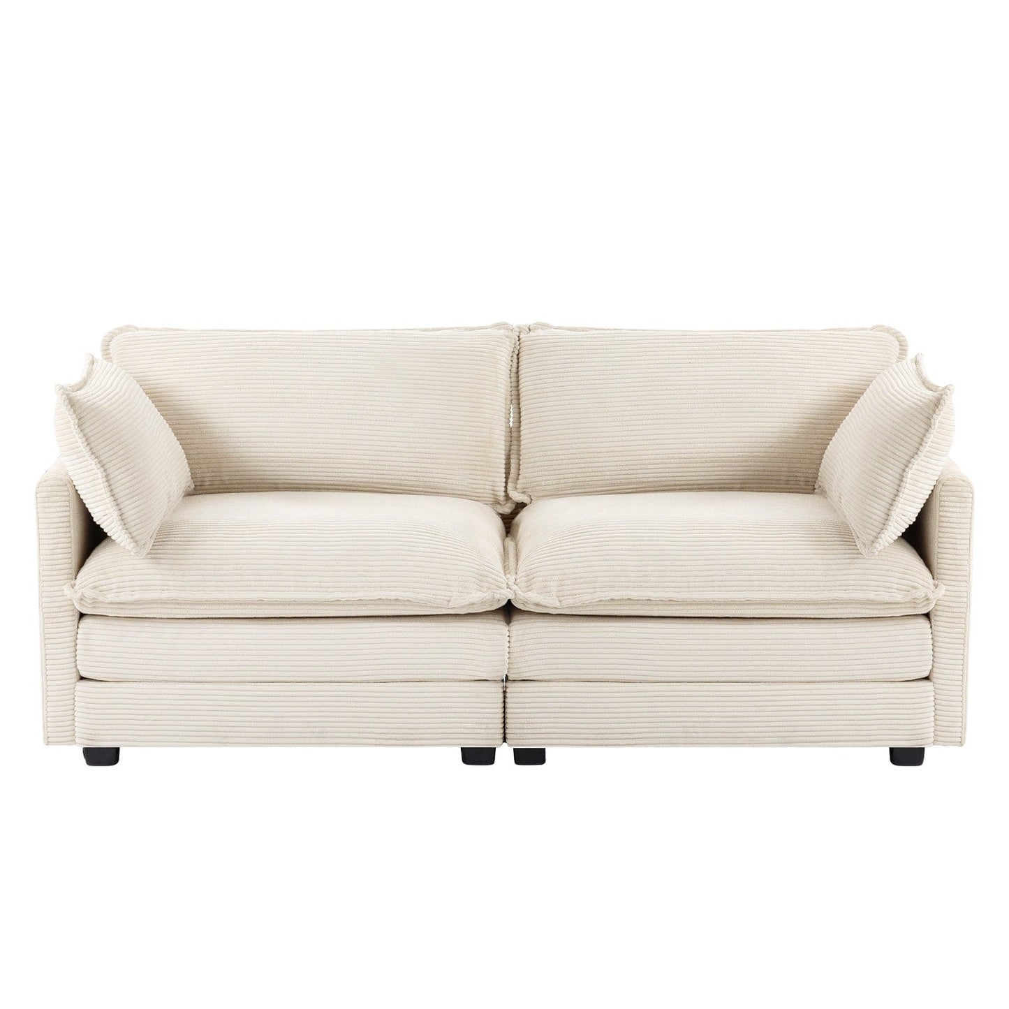 Corduroy Sectional Sofa with Removable Ottomans & Ultra-soft Cushions for Living Room & Bedroom