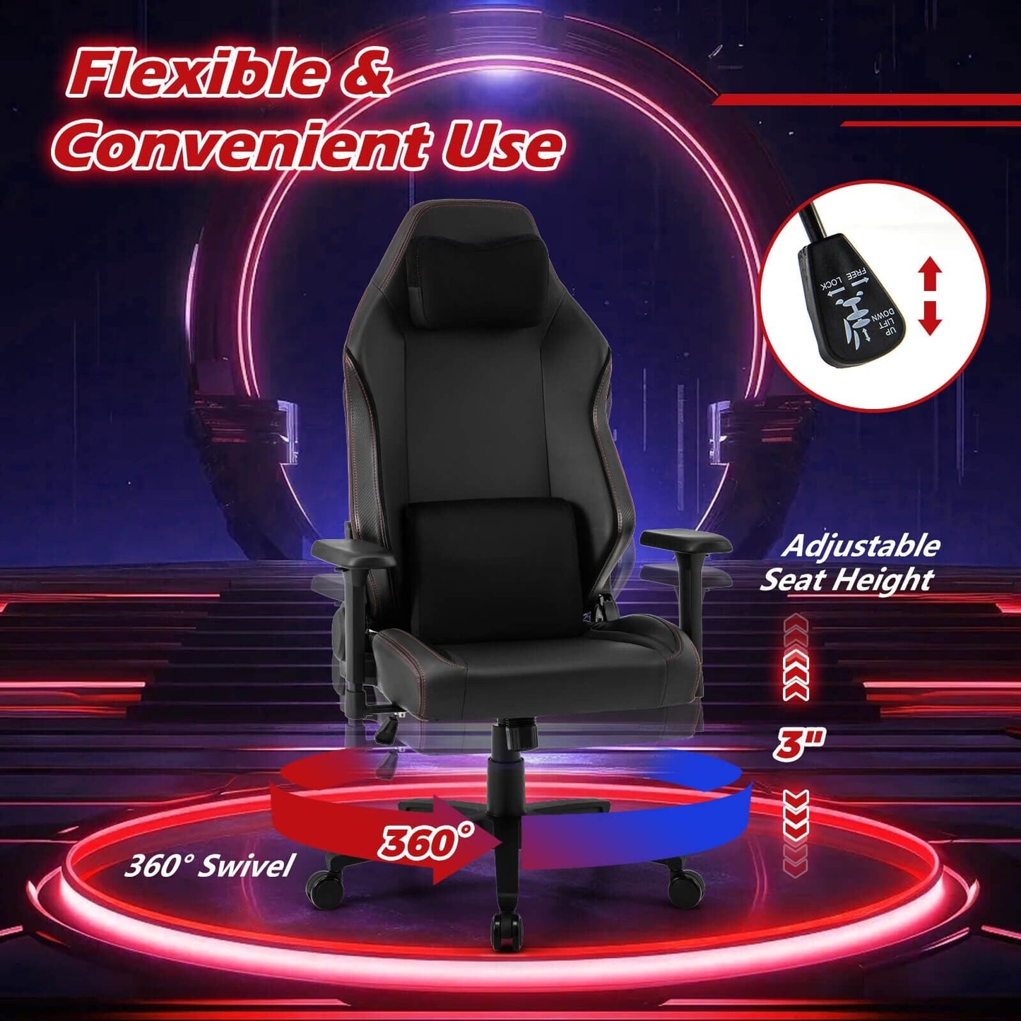 Costway Gaming Chair Ergonomic High Back Computer Chair with Rocking - See Details