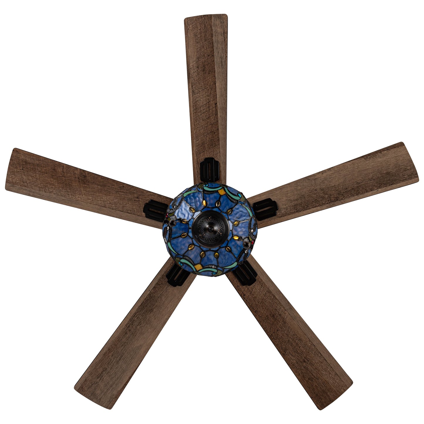 Della River of Goods Oil-Rubbed Bronze and Stained Glass 52-Inch 3-Light Remote-Controlled Ceiling Fan