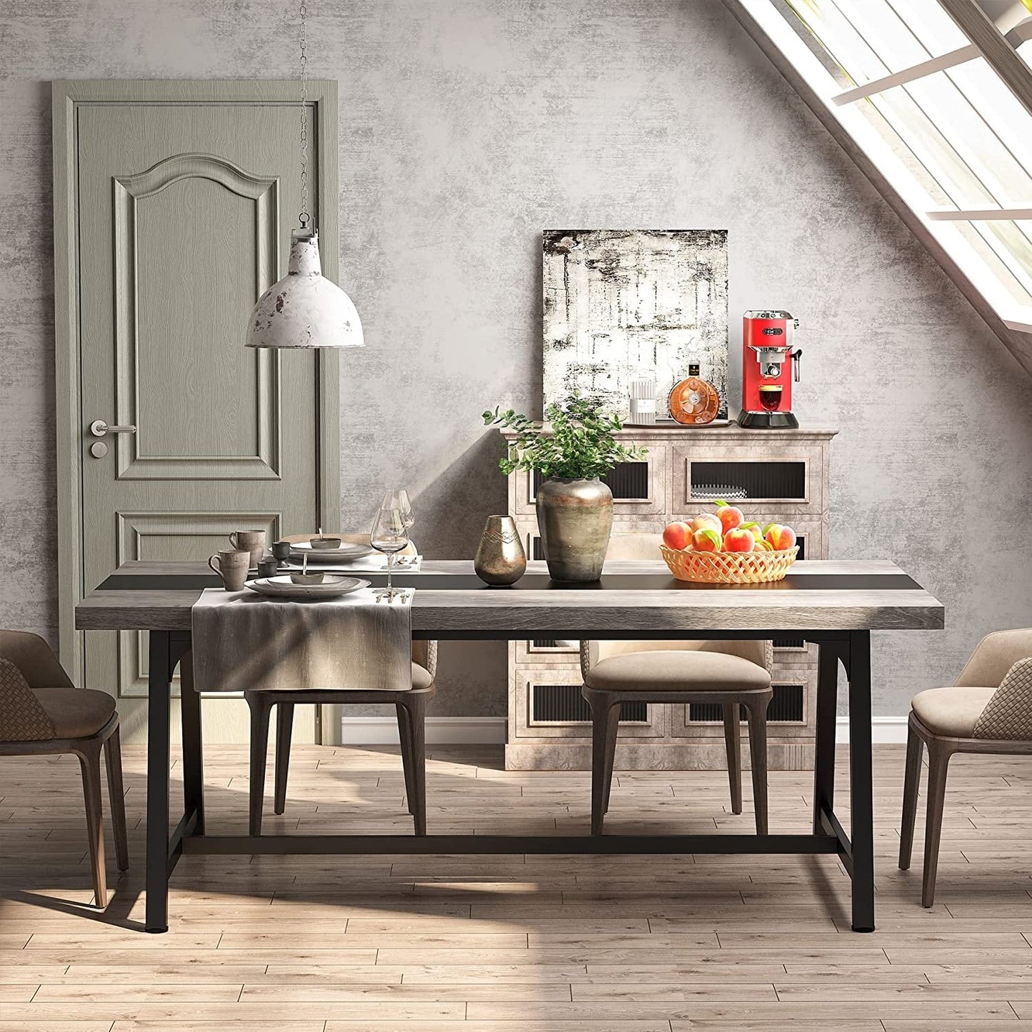 Dining Table for 8 People, 70.87-inch Rectangular Wood Kitchen Table