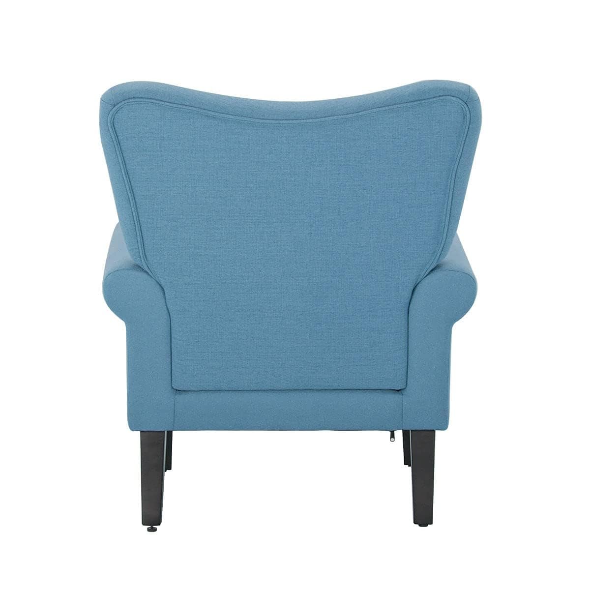 Erommy Modern Accent Chair, High Back Armchair, Upholstered Fabric Button Single Sofa with Wooden Legs for Living Room
