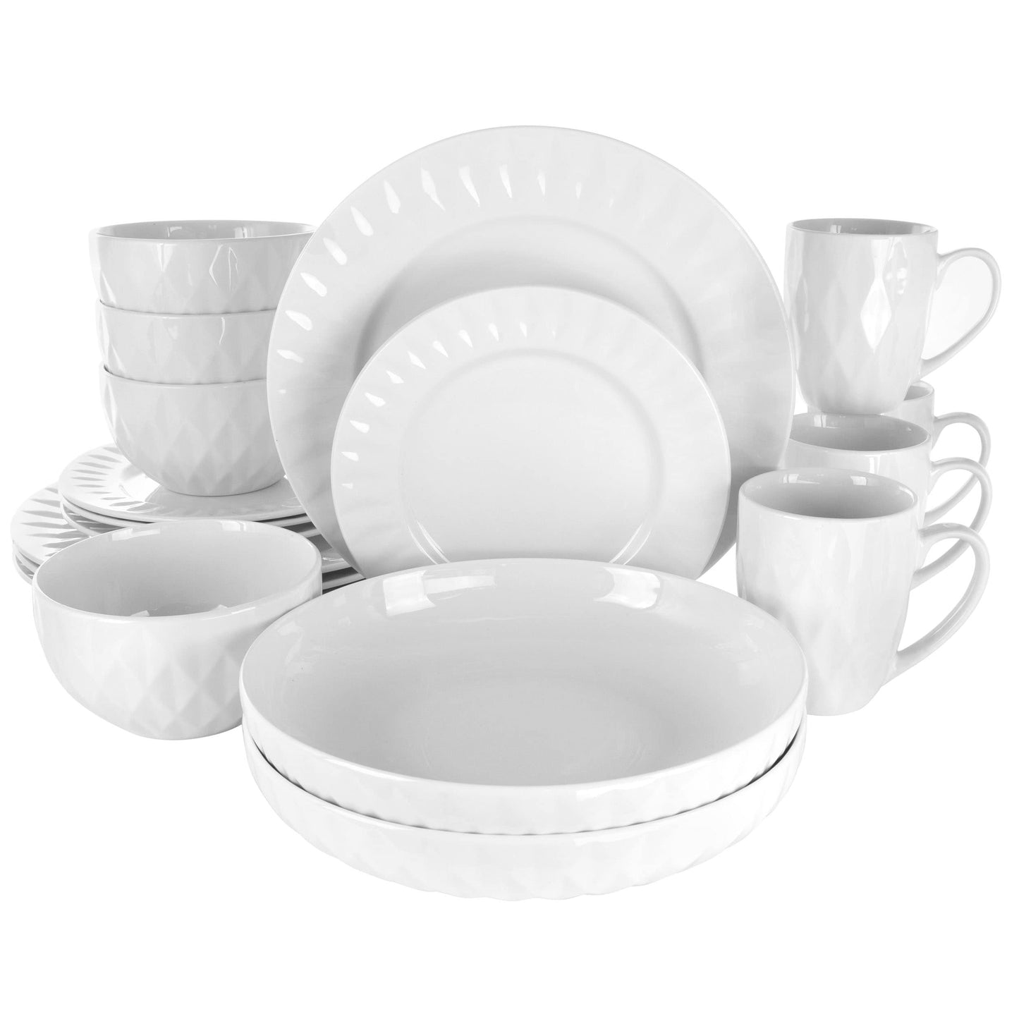 Elama Sienna 18 Piece Stoneware Dinnerware Set in White