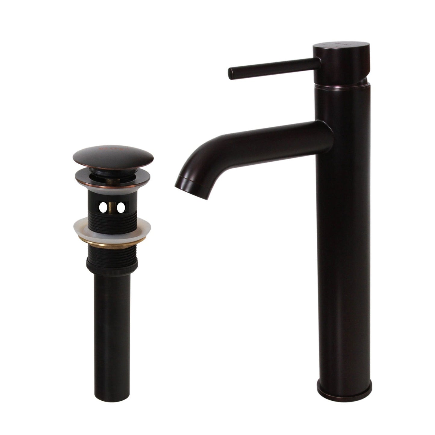 Elite Oil-rubbed Bronze Tall Single-handle Bathroom Vessel Faucet and Pop-up Drain