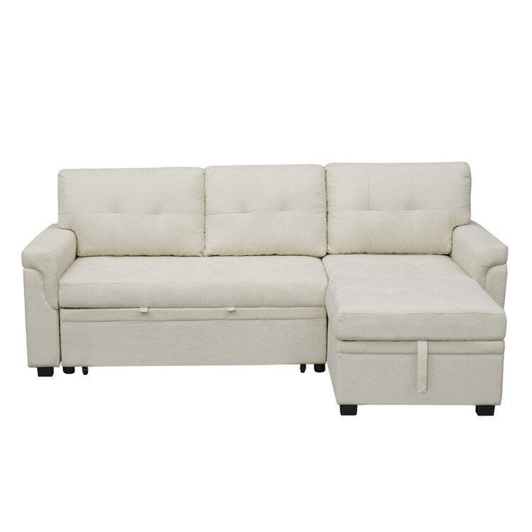 Convertible Reversible Sectional Sofa with Pull-Out Sleeper Bed, Hidden Storage Chaise, and Durable Legs