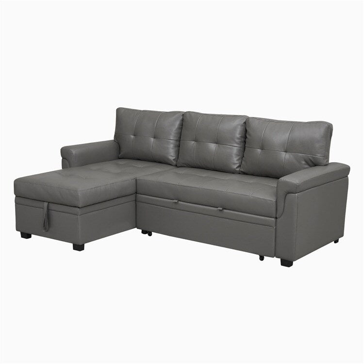 Convertible Reversible Sectional Sofa with Pull-Out Sleeper Bed, Hidden Storage Chaise, and Durable Legs