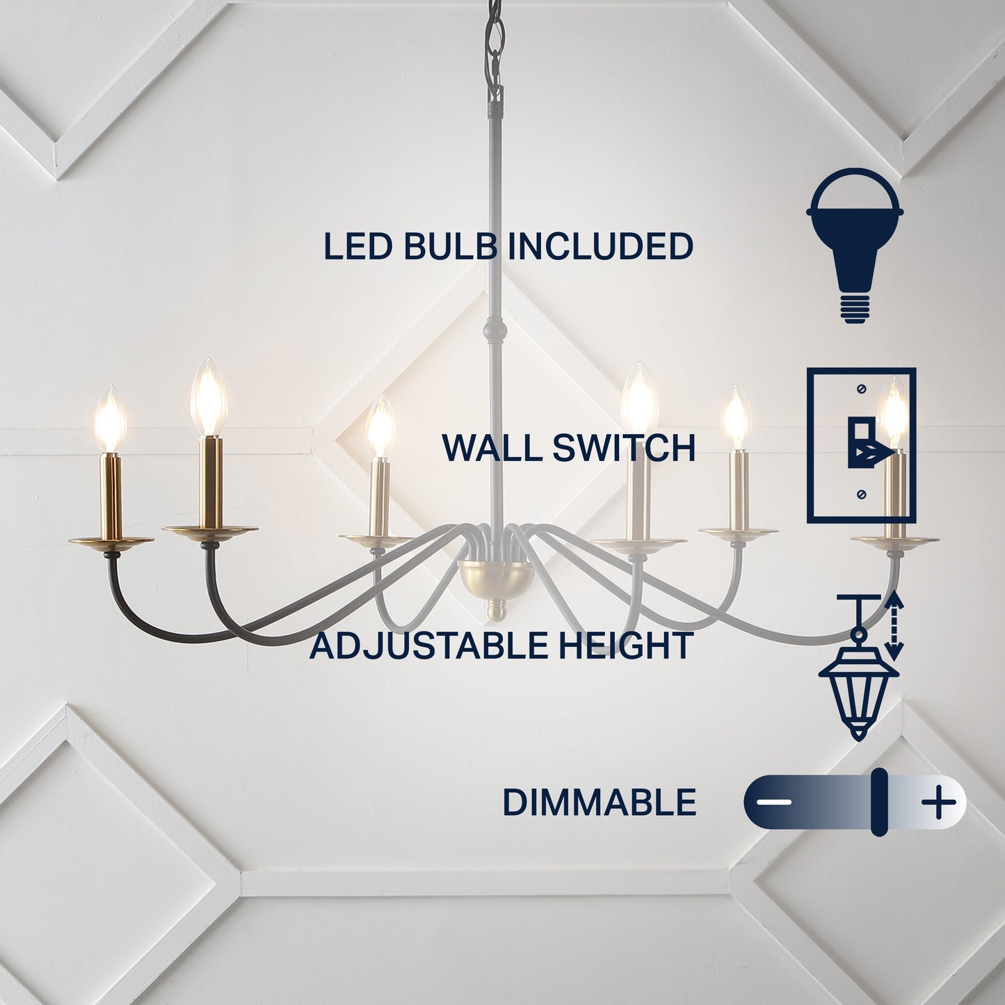 34.75 6-Light Iron LED Chandelier, by JONATHAN Y