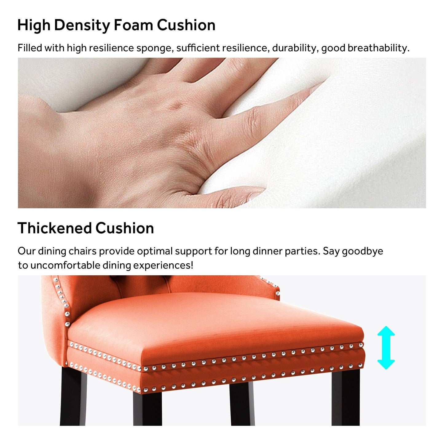 Upholstered Tufted Velvet Dining Chair with Solid Wood Legs Set of 6