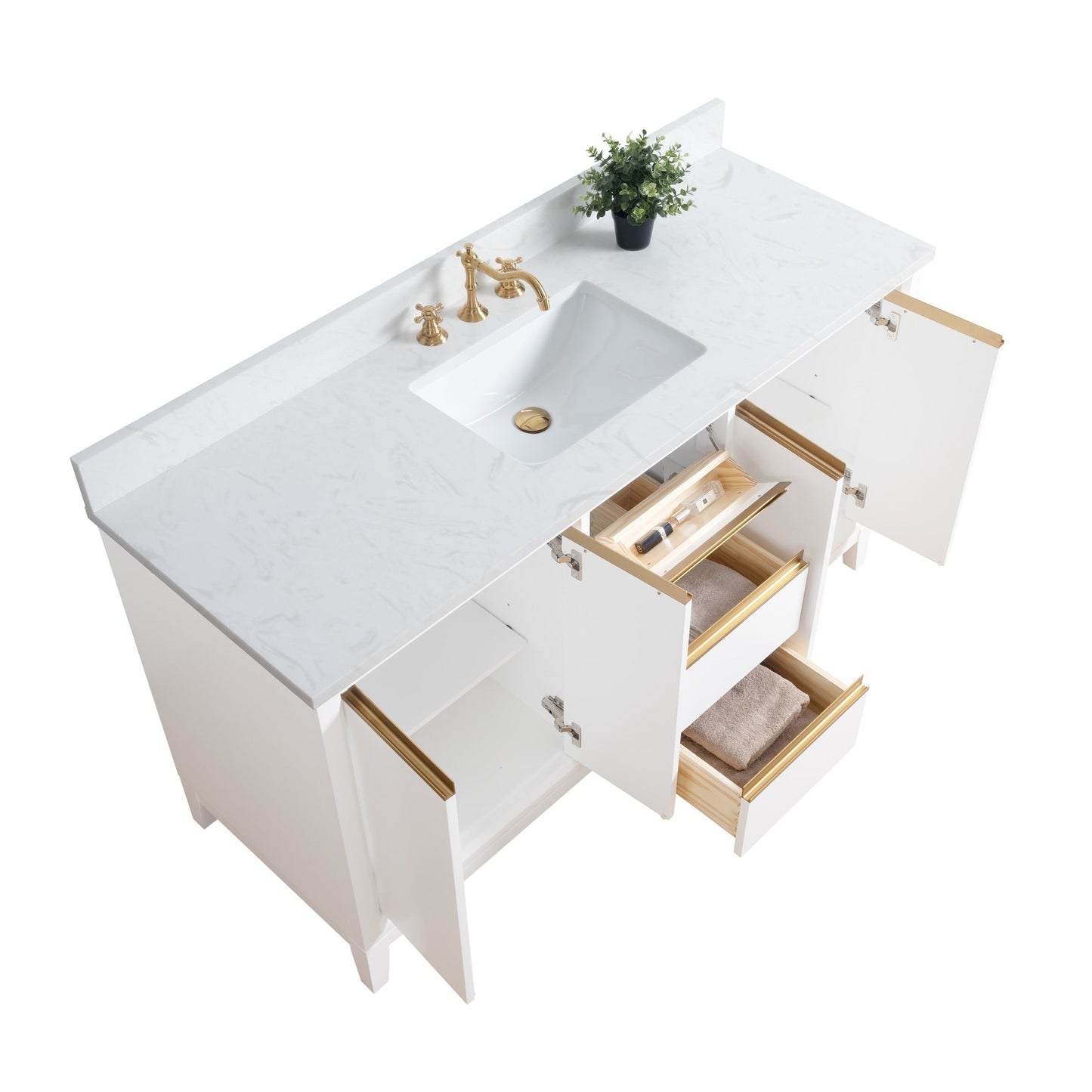 Vanity Art Bathroom Vanity with Ceramic Sink and Engineered Marble Top