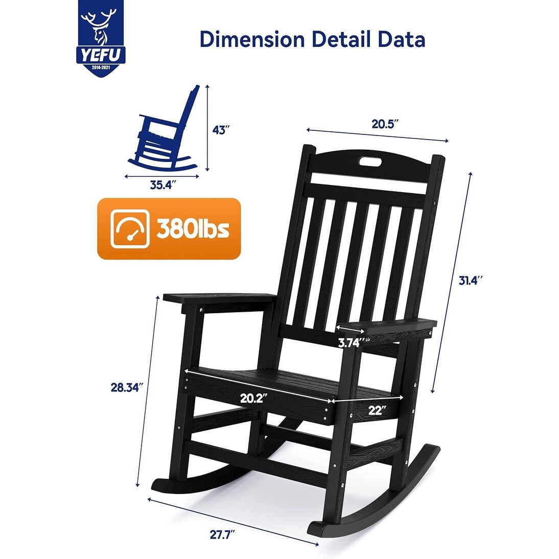 WINSOON All Weather Outdoor Rocking Chair, Set of 2