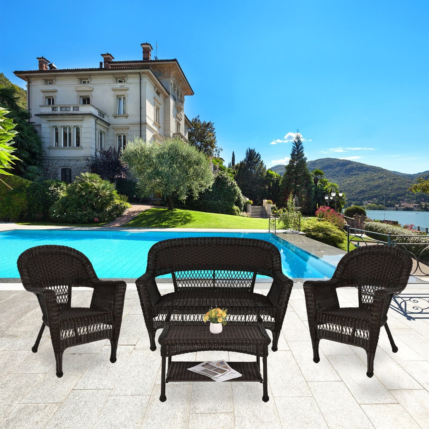 Wicker Patio 4-piece Conversation Set