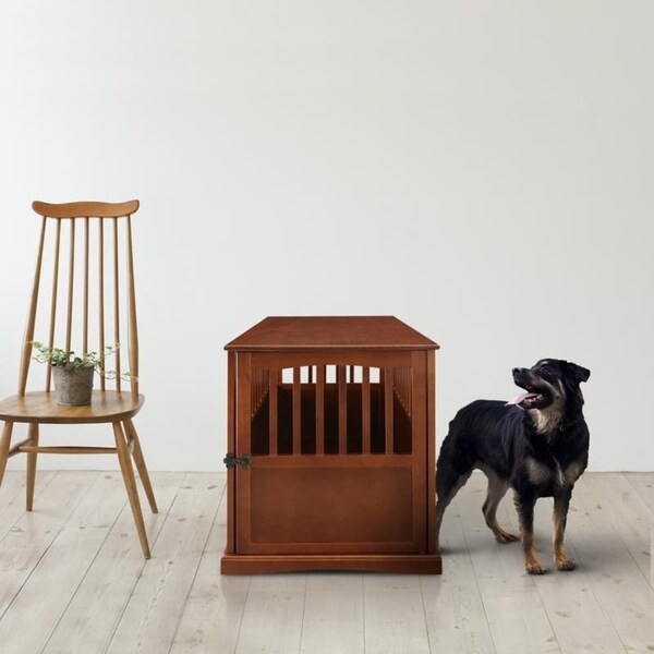 Wooden Pet Crate End Table with Lockable Door