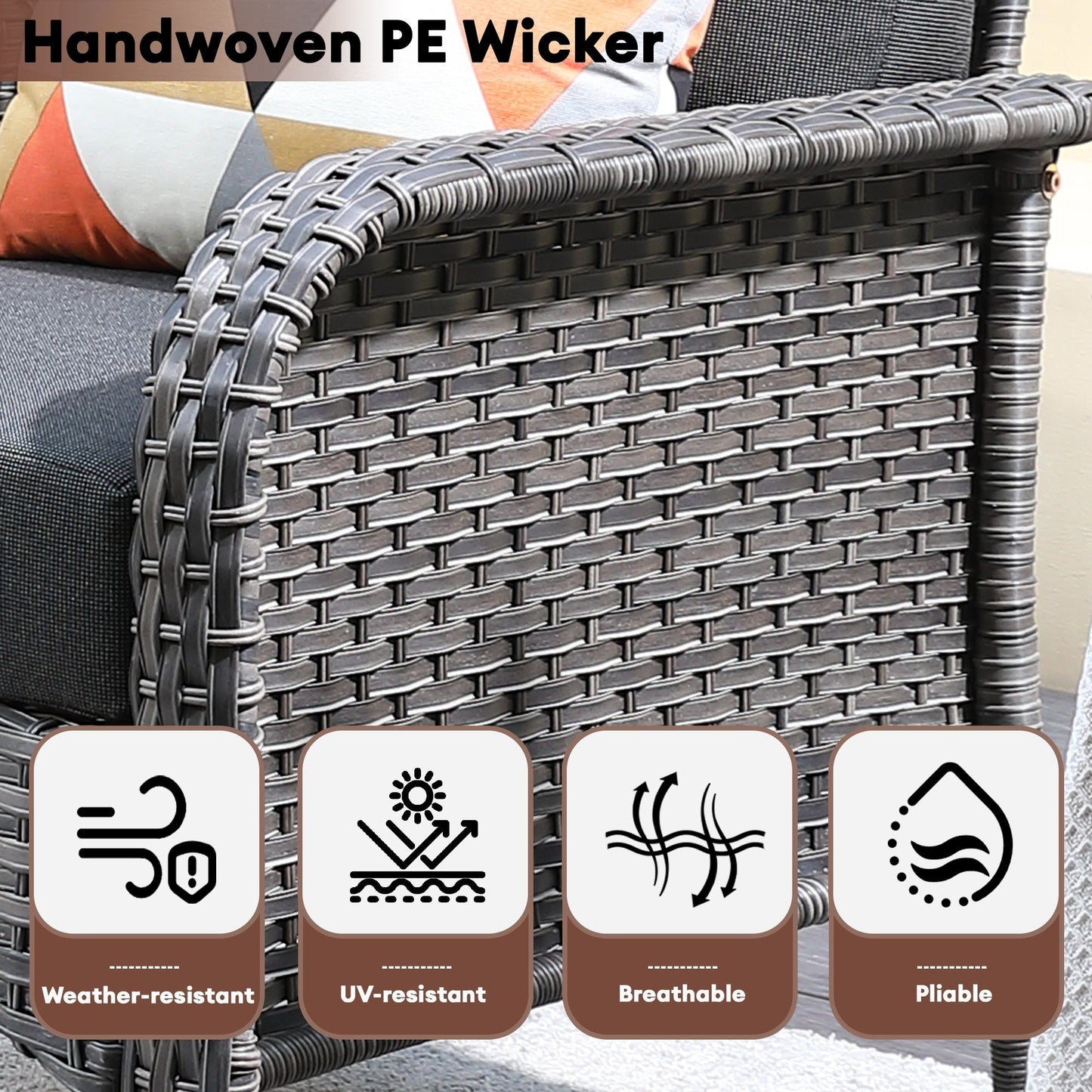 XIZZI 4-piece Outdoor Patio Furniture Conversation Set with Table