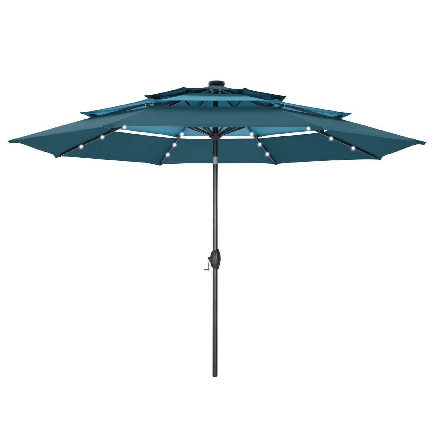 MAISON ARTS 10ft 3 Tier Auto-tilt Patio Umbrella Outdoor Double Vented Umbrella with LED Lights