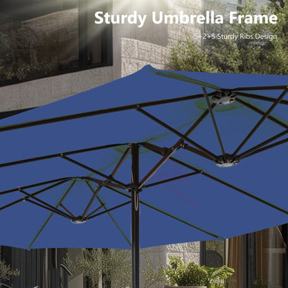 MAISON ARTS 15ft Double-Sided Patio Extra Large Twin Umbrella with Base Included