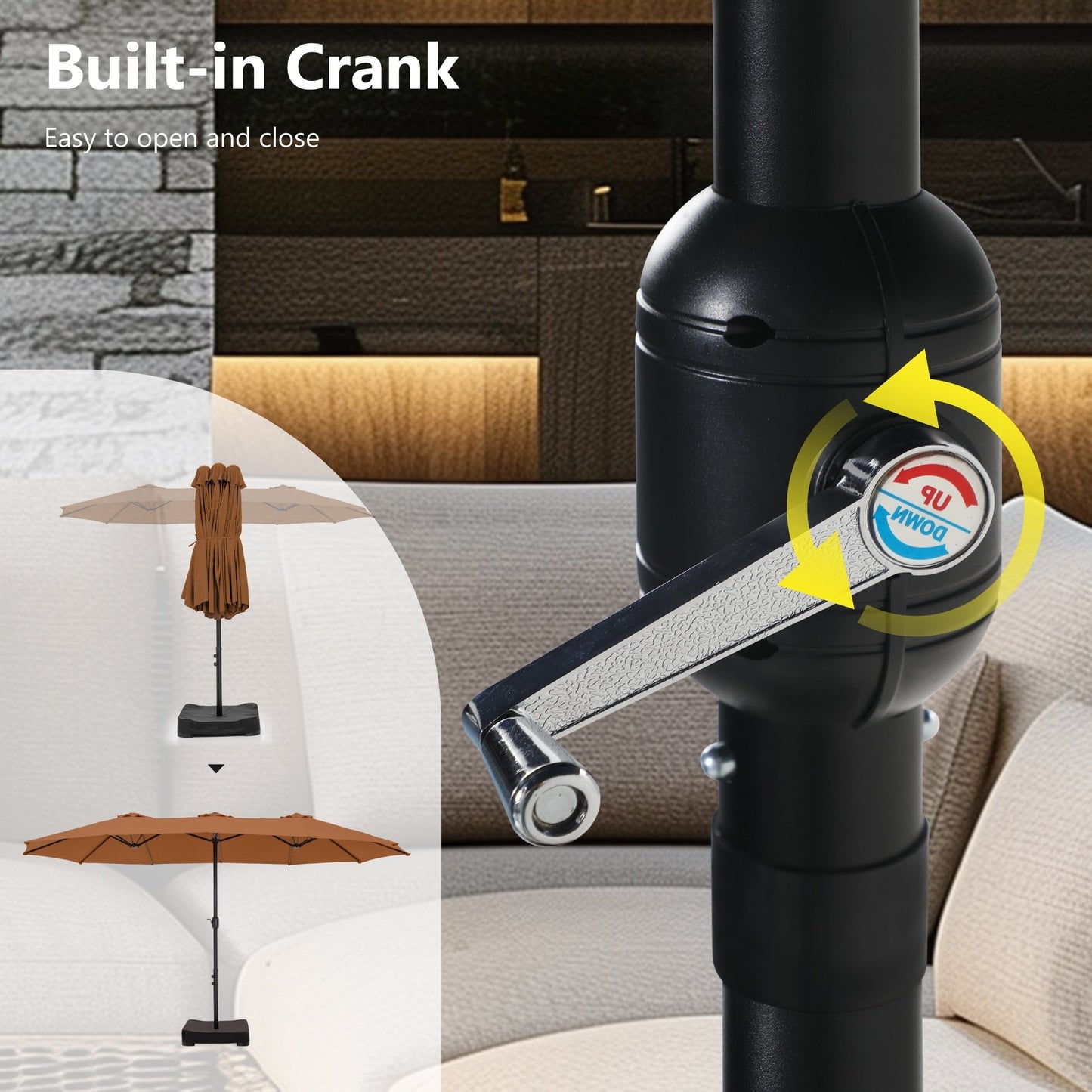 MAISON ARTS 15ft Double-Sided Patio Extra Large Twin Umbrella with Base Included