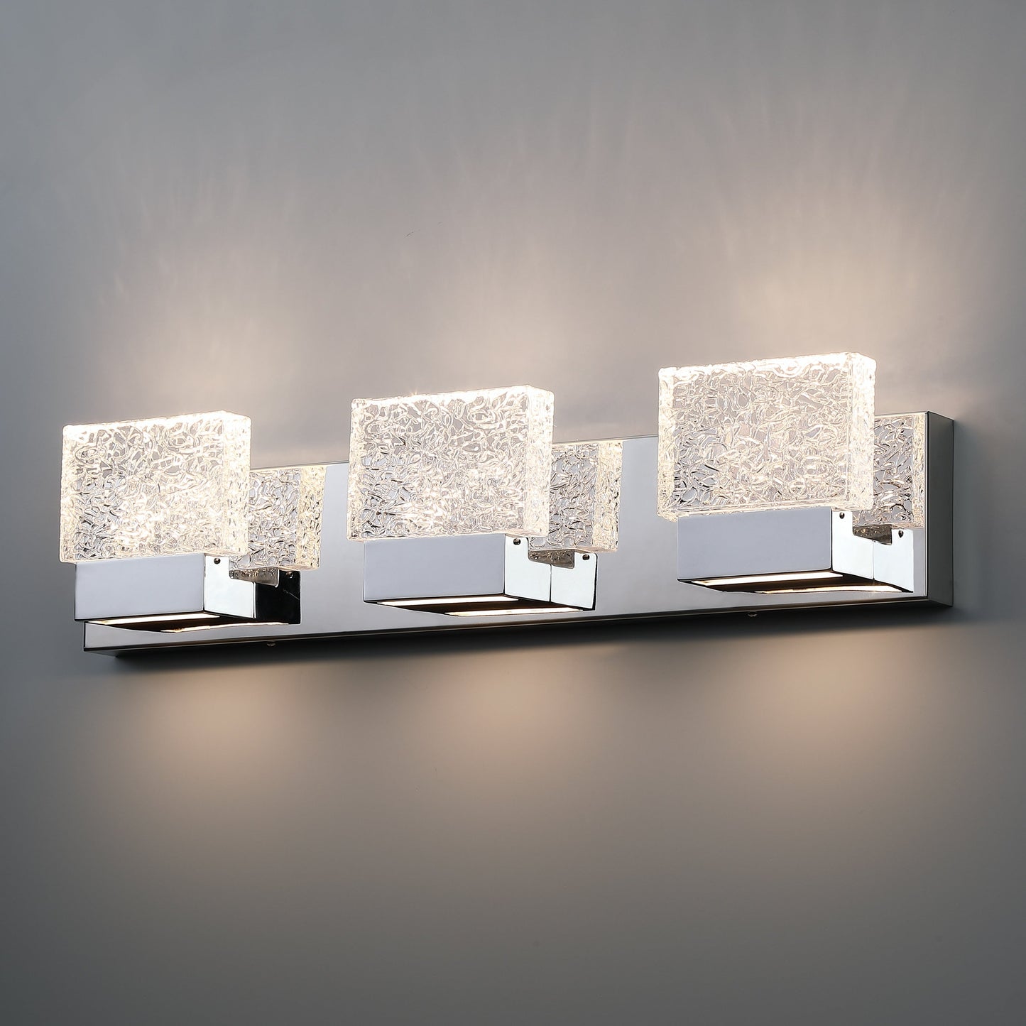 C Cattleya Stainless Steel 3000K Integrated LED Vanity Light with Art Glass Shades - Chrome