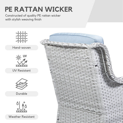 Gymojoy 3 Piece Outdoor Wicker Swivel Rocker with Cushion & Table