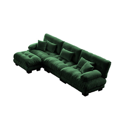3-Seat Modular Sectional Sofa Deep Seat Couch L Shaped Cloud Couch with Convertible Ottoman for Living Room