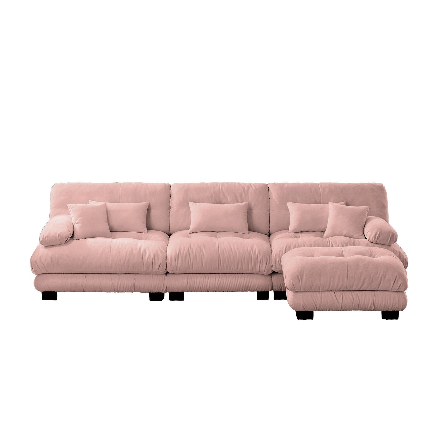 3-Seat Modular Sectional Sofa Deep Seat Couch L Shaped Cloud Couch with Convertible Ottoman for Living Room