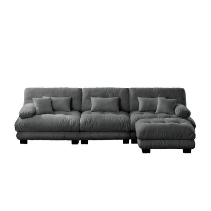 3-Seat Modular Sectional Sofa Deep Seat Couch L Shaped Cloud Couch with Convertible Ottoman for Living Room