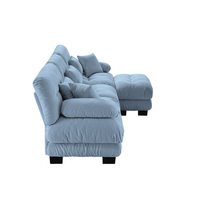 3-Seat Modular Sectional Sofa Deep Seat Couch L Shaped Cloud Couch with Convertible Ottoman for Living Room