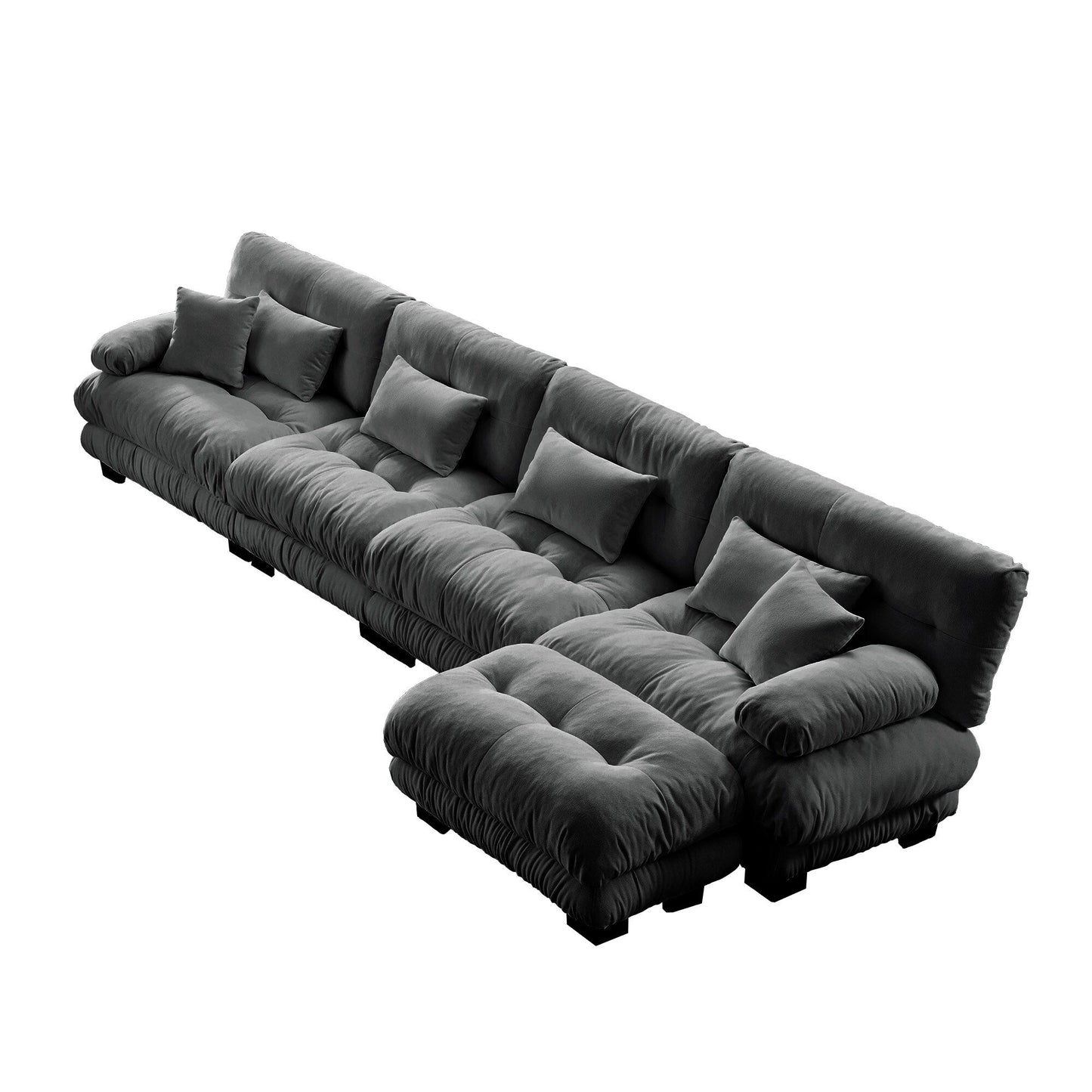 3-Seat Modular Sectional Sofa Deep Seat Couch L Shaped Cloud Couch with Convertible Ottoman for Living Room