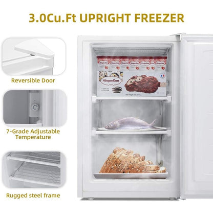 3.0 Cu.ft Compact Upright Freezer with Reversible Single Door