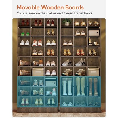 30 Pairs Tall Shoe Cabinet, 10 Tiers White Wooden Shoe Storage Rack for Closet, Entryway - 10-tier