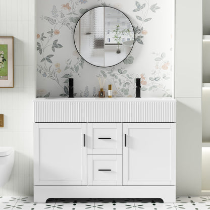 Wavy Line 30/36/48 Bathroom Vanity Set with Sink & Faucet