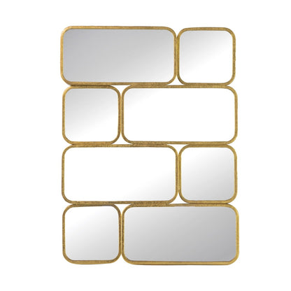 32 Inch Luxury Wall Decor Mirror, 8 Gold Finished Curved Metal Frames