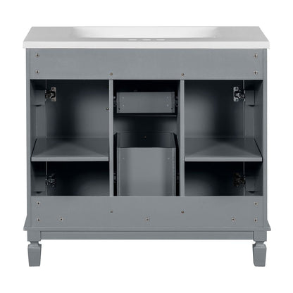 36'' Modern Bathroom Vanity with Top Sink and Mirror Cabinet,2 Doors and 2 Drawers