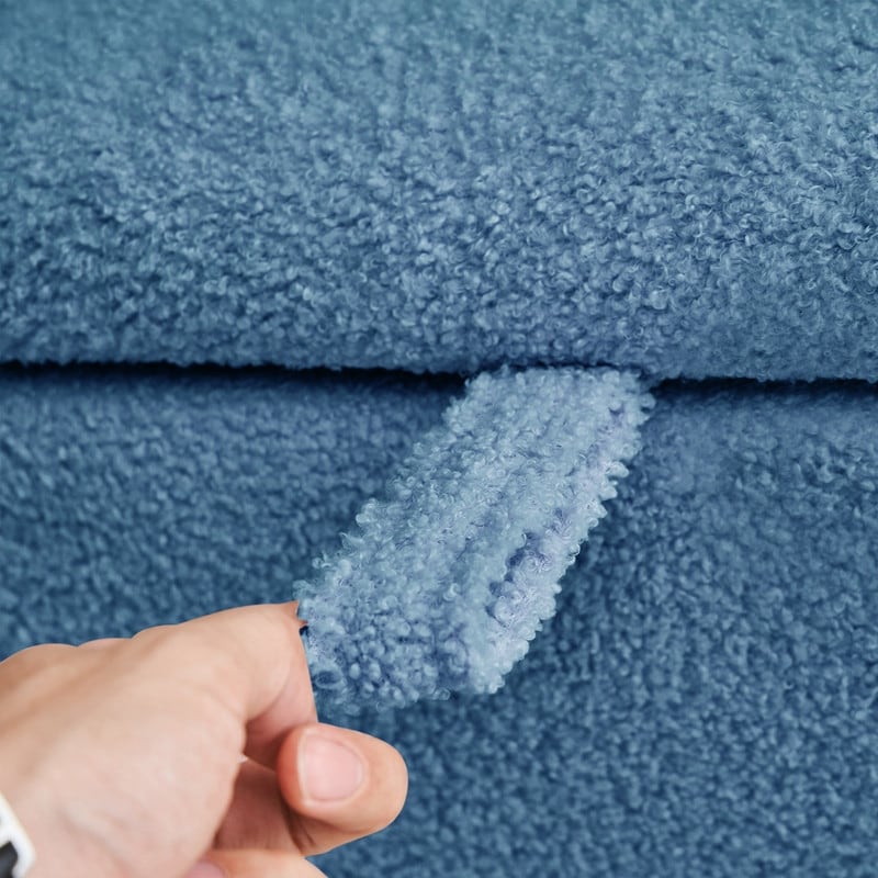 39.5 Off White Boucle Storage Ottoman Bench Sherpa Storage Bench Ottoman Foot Rest End of Bed for Living Room Bedroom,Wood Leg