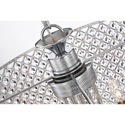 Round Beaded Drum Chandelier with Hanging Crystals