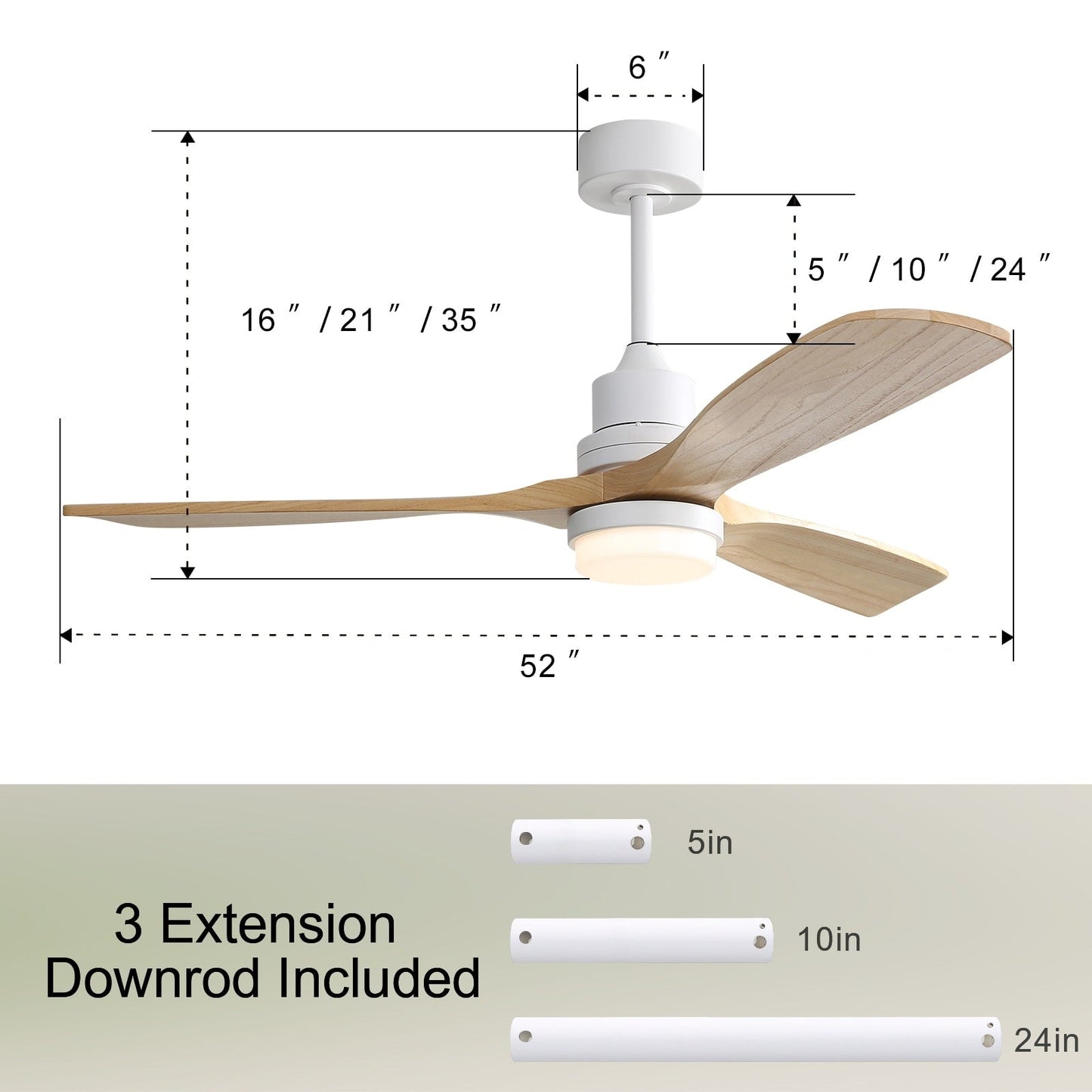 48 and 52 Integrated LED Ceiling Fan with Light and Remote, Reversible DC Motor