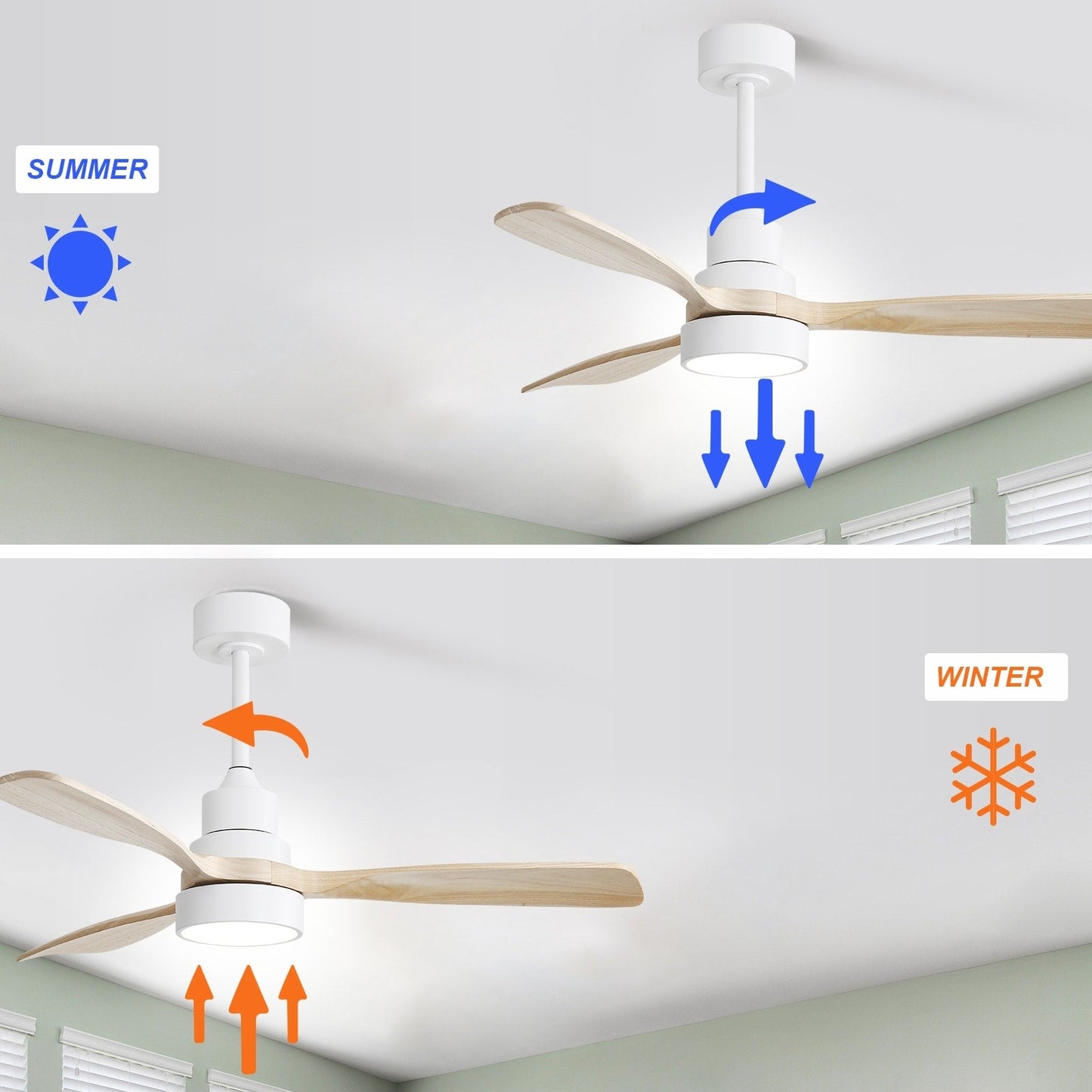 48 and 52 Integrated LED Ceiling Fan with Light and Remote, Reversible DC Motor