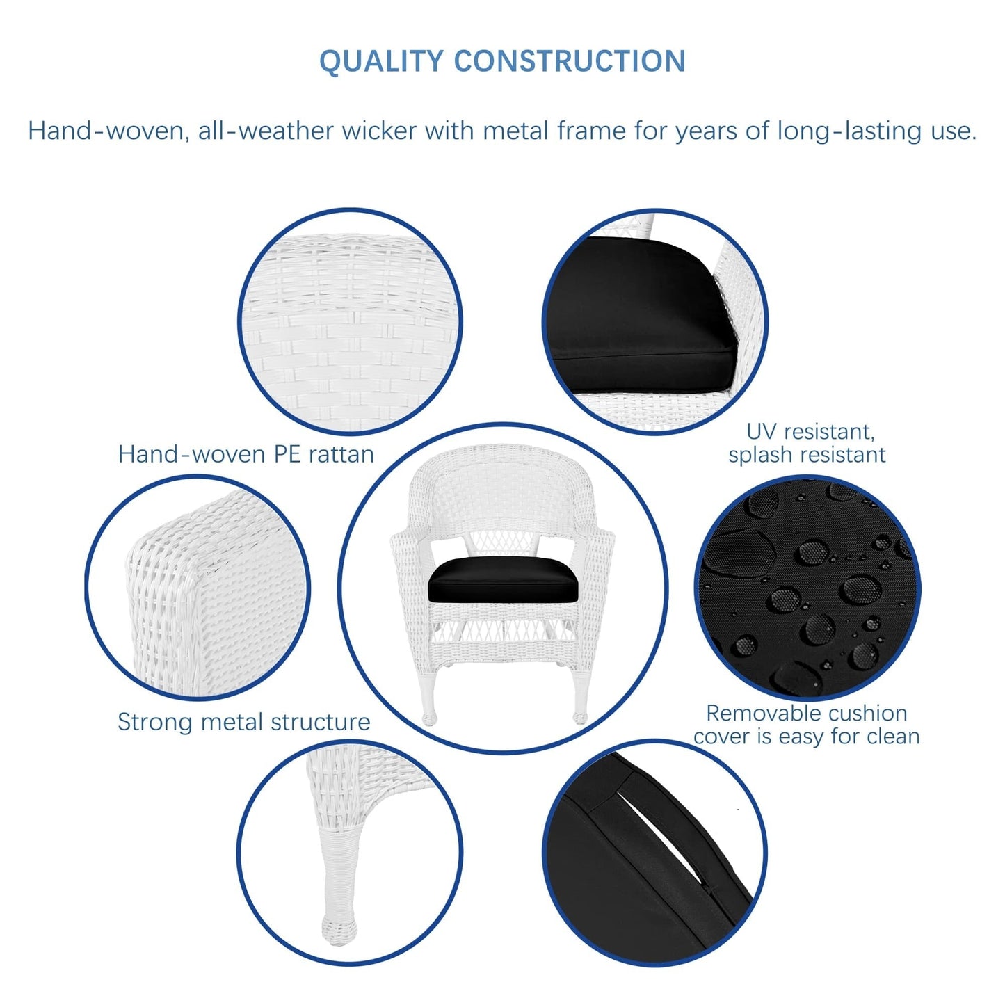 5-piece White Resin Wicker Dining Set