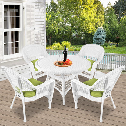 5-piece White Resin Wicker Dining Set