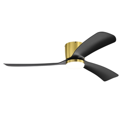 52 Inch Black/White Flush Mount LED Ceiling Fan with Lights Remote(3-Blade)