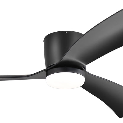 52 Inch Black/White Flush Mount LED Ceiling Fan with Lights Remote(3-Blade)