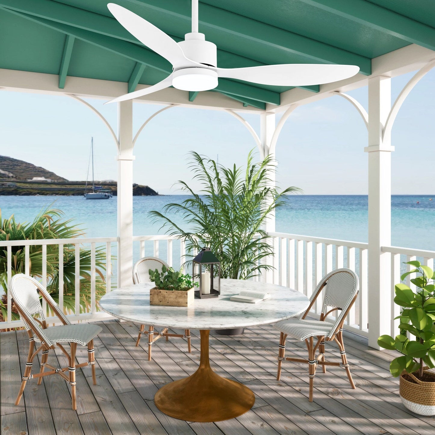 52 Inch LED Ceiling Fan with Lights Remote(3-Blade)