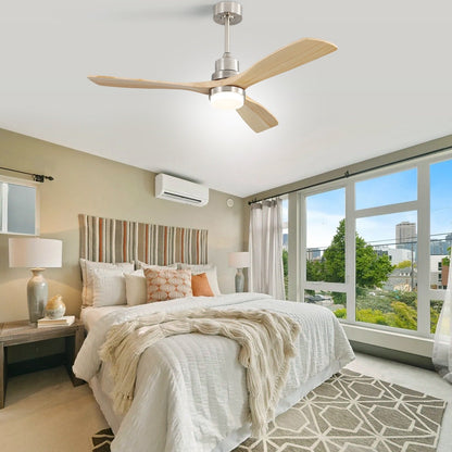 Sofucor 52 Indoor Wood Ceiling Fan Light with Remote, Integrated Light Optional